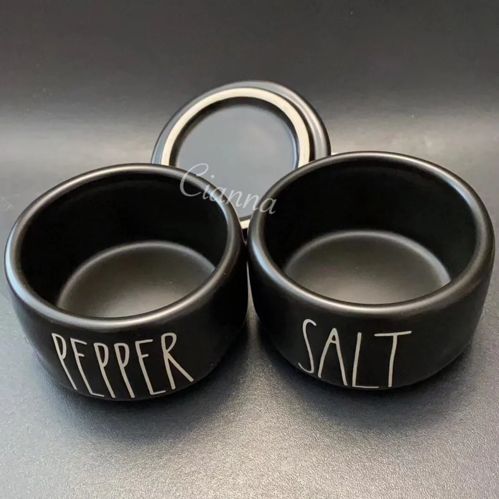 Rae Dunn Black Salt & Pepper Stacker